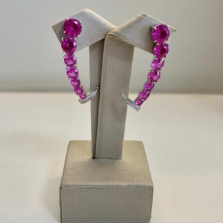Brinco Ear Cuff Safira Pink em Prata 925