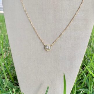 Colar Pedra Moissanite 5mm em Prata 925 com Banho de Ouro18k