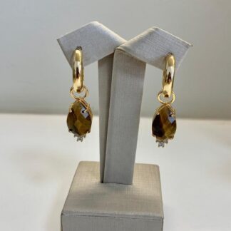 Brinco Argola Olho de Tigre Banhado a Ouro18k