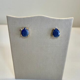 Brinco Gota Sodalita Banhado a Ouro18k