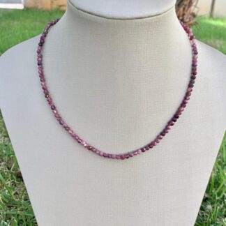 Colar Turmalina Rosa Escura Banhado a Ouro18k