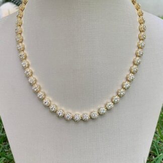 Colar Riviera Flores Cravejado de Zircônias Banhado a Ouro 18K