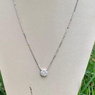 Colar Flor com 5 Pétalas Moissanite 7mm em Prata 925