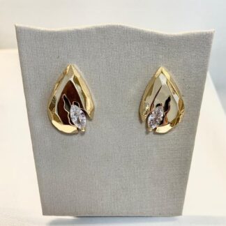 Brinco Gota Organica com Pedra Banhado a Ouro18k