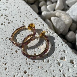 Brinco Argola Turmalina Banhado a Ouro 18K