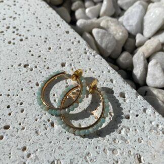 Brinco Argola Amazonita Banhado a Ouro 18K