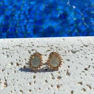 Brinco Gota de Água Marinha Banhado a Ouro 18k