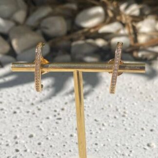 Brinco Ear Hook Cravejado de Zircônias Banhado a Ouro 18k
