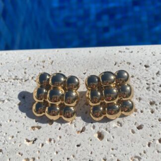 Brinco Quadrado com Esferas Banhado a Ouro 18k