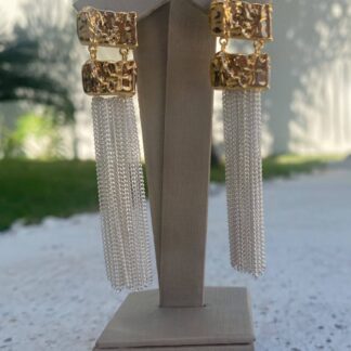 Brinco Orgânico com Franja Banhado a Ouro 18K