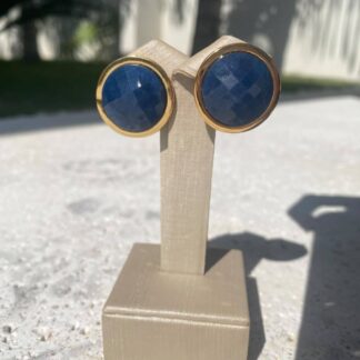 Brinco Pedra Apatita Banhado a Ouro 18K