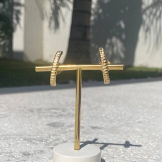 Brinco Earhook Riscado Banhado a Ouro 18K
