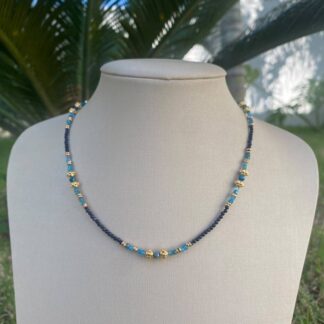 Colar de Pedra Natural Estrela com Apatita e Sodalita Banhado a Ouro 18K