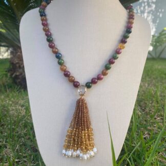 Colar de Turmalina com Franja em Green Gold Banhado a Ouro 18K