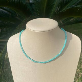 Colar com Pedra Natural Amazonita Banhado a Ouro 18K
