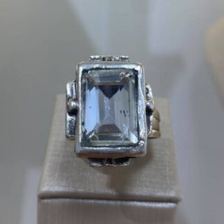 Anel Retangular com Cristal de Zamac Regulável