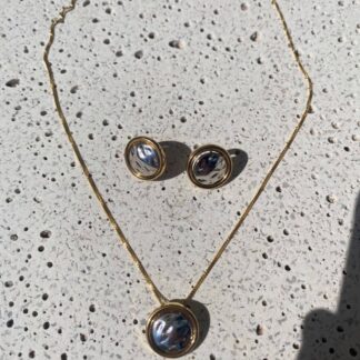 Conjunto Colar e Brinco Bicolor Banhado a Ouro 18K
