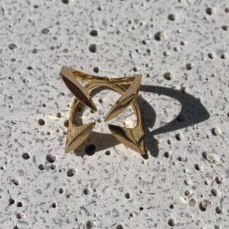 Anel Quatro Pontas Liso Banhado a Ouro 18k