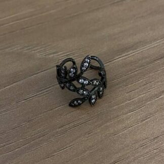 Piercing Folhas com Zircônias em Ródio Negro