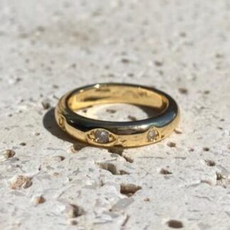 Anel Pontos de Luz Banhado a Ouro 18K
