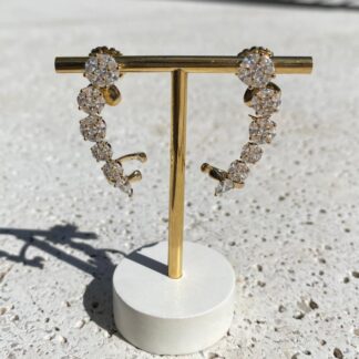 Ear Cuff Esferas Cravejados de Zircônias Banhado a Ouro 18K