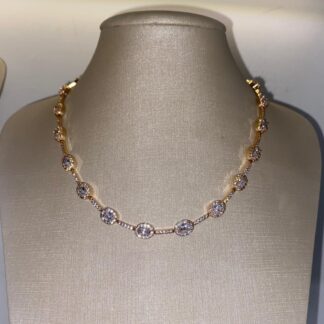 Colar Riviera Princesa Cravejado de Zircônia Branca Banhado a Ouro 18K