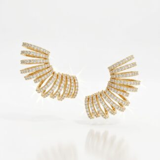 Ear Cuff Ondas Cravejado de Zircônias Banhado a Ouro 18K