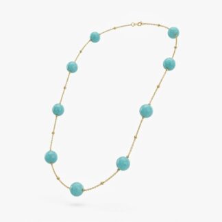 Colar de Pedra Natural Amazonita Banhado a Ouro 18K