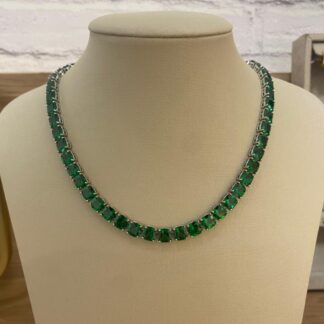 Colar Riviera com Zircônia Verde em Ródio