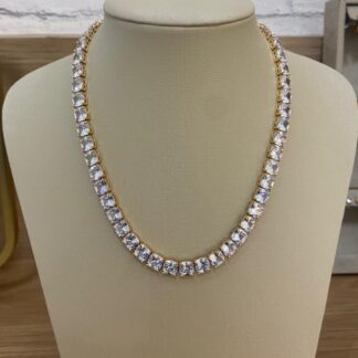 Colar Riviera com Zircônia Branca Banhada a Ouro 18K