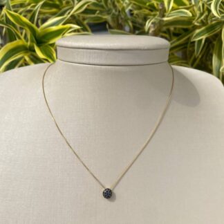 Colar com Pingente de Zircônia Negra Banhado a Ouro 18K