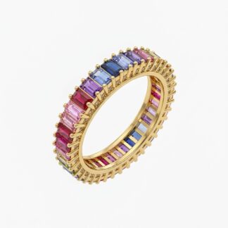 Anel Cristal Turmalina Rosa Banhado a Ouro 18K