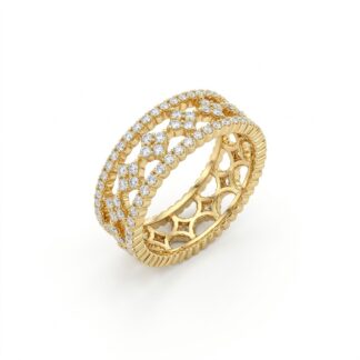 Anel Flores Cravejado de Zircônias Banhado a Ouro 18k