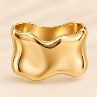 Bracelete Largo Orgânico Banhado a Ouro 18K