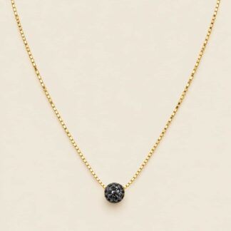 Colar com Pingente de Zircônia Negra Banhado a Ouro 18K