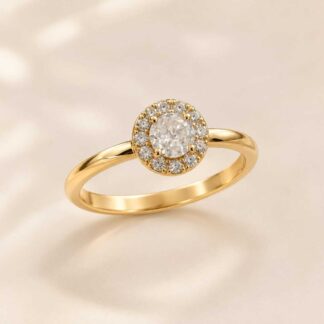 Anel Solitário Cravejado de Zircônias Brancas Banhado a Ouro 18K